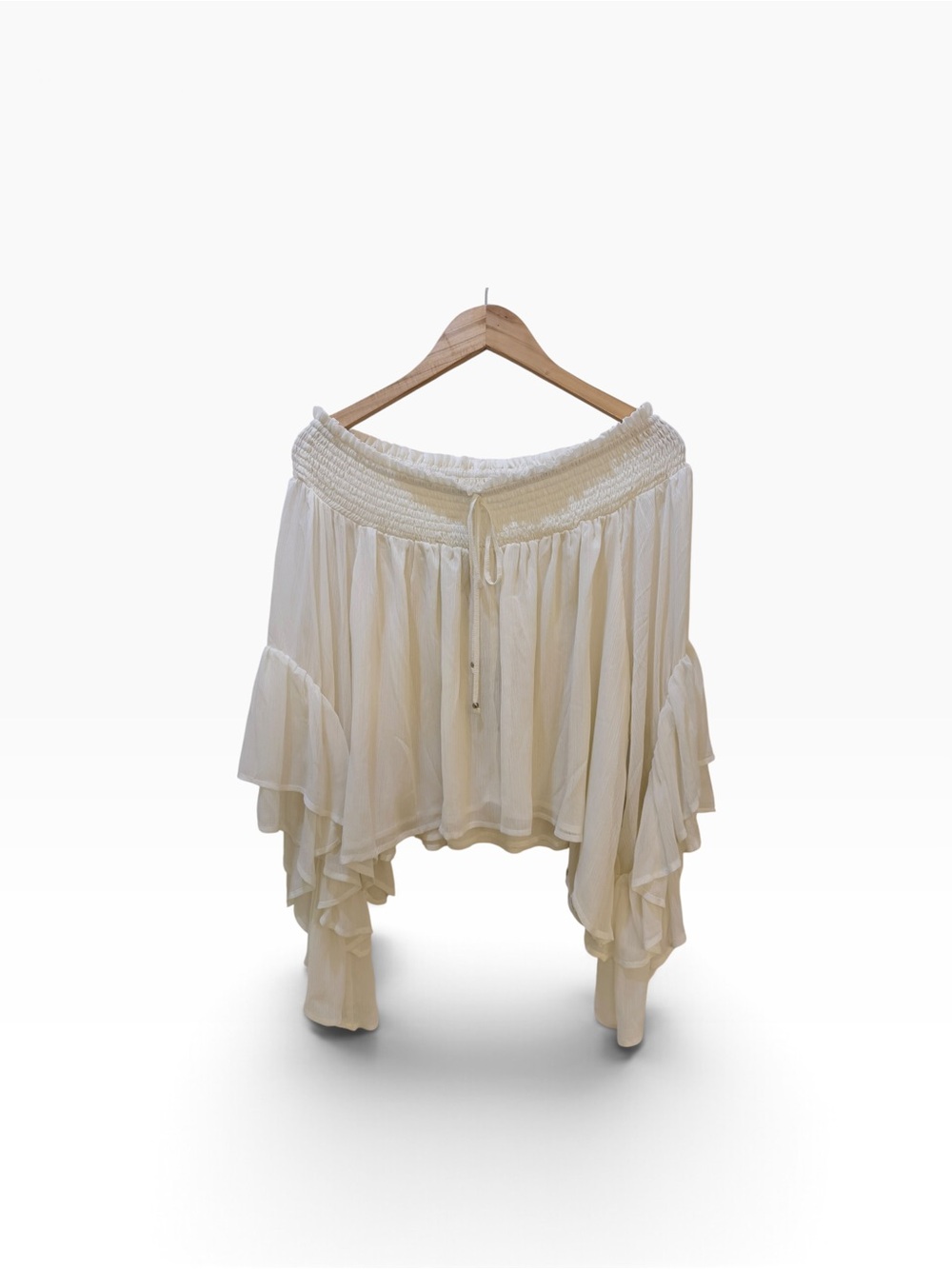 Robert Rodriguez Cream Ruffled Off Shoulder Blouse